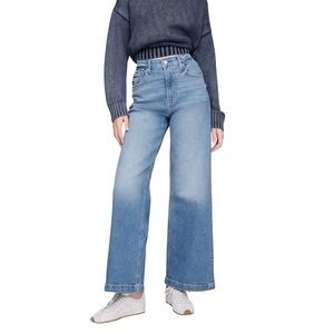 Gap High Rise Stride Wide-Leg Ankle Jeans Sz 30/10P Medium Indigo Wash Cotton